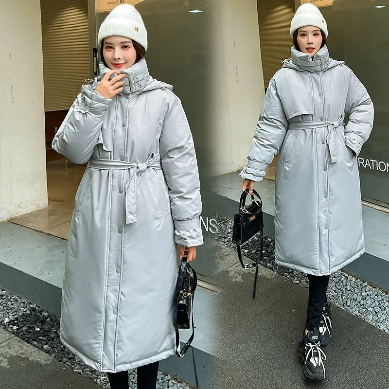 Thickened Windproof Hooded Puffer Coat for Women