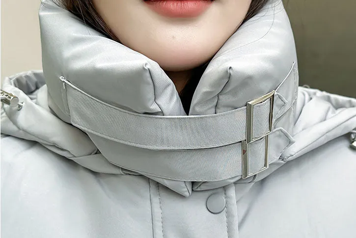 Thickened Windproof Hooded Puffer Coat for Women