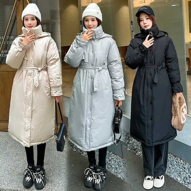 Thickened Windproof Hooded Puffer Coat for Women