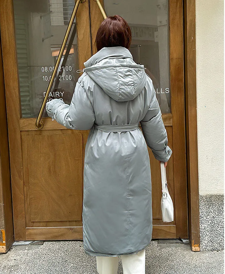 Thickened Windproof Hooded Puffer Coat for Women