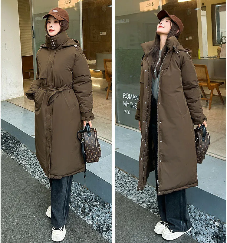 Thickened Windproof Hooded Puffer Coat for Women