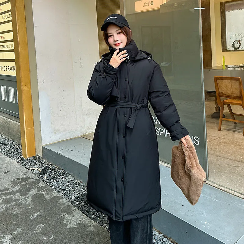 Thickened Windproof Hooded Puffer Coat for Women