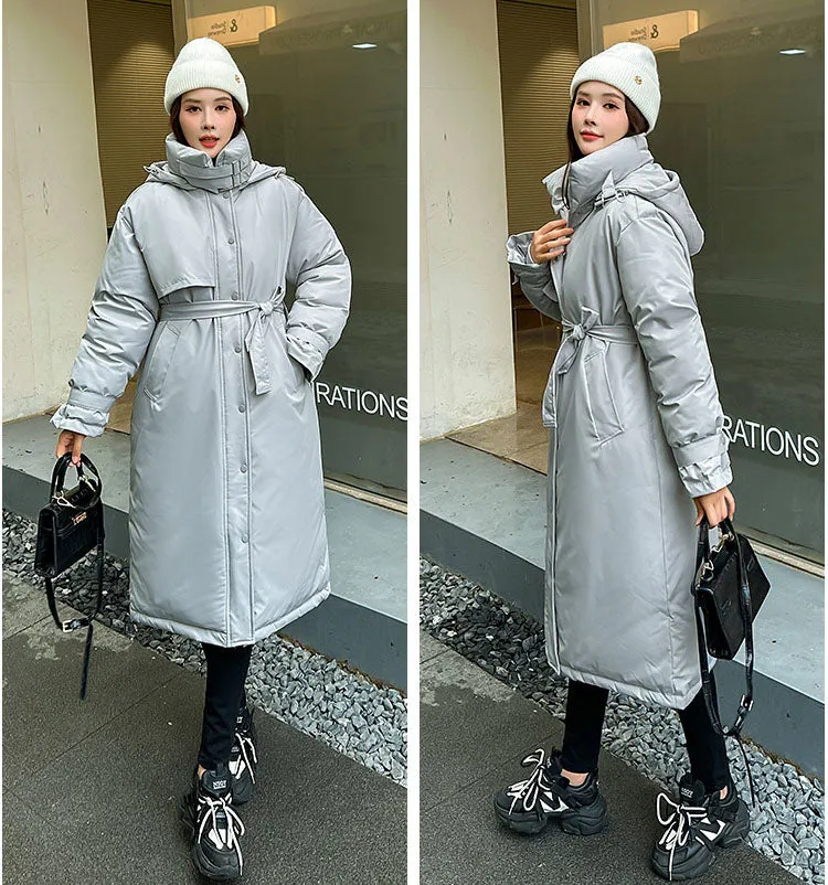 Thickened Windproof Hooded Puffer Coat for Women