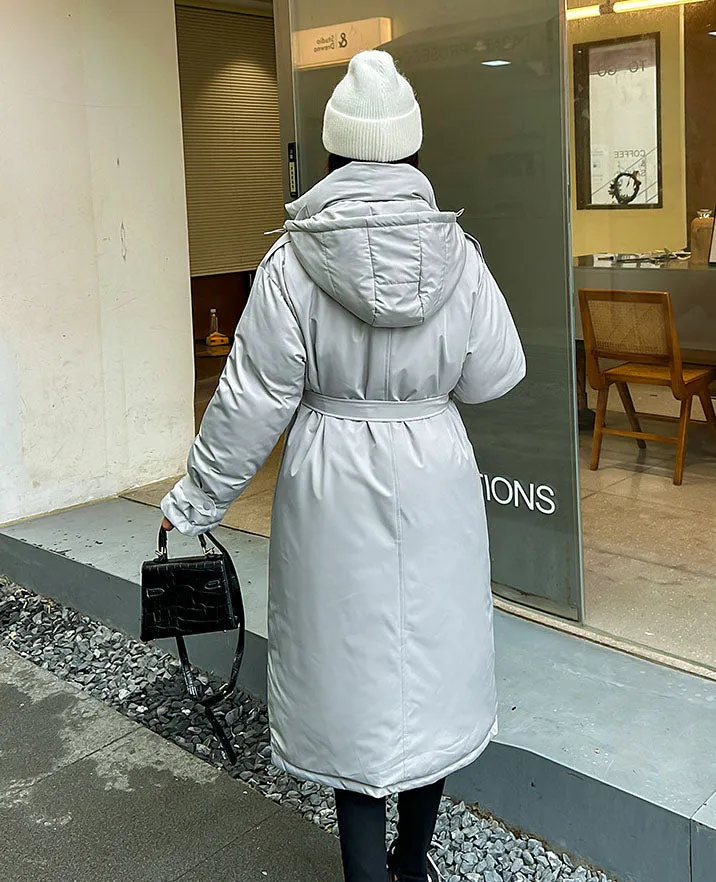 Thickened Windproof Hooded Puffer Coat for Women
