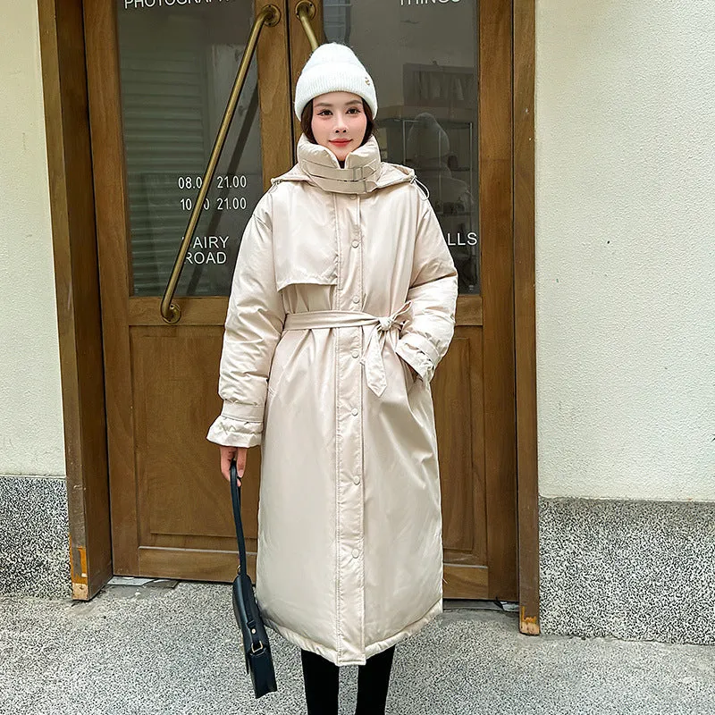 Thickened Windproof Hooded Puffer Coat for Women