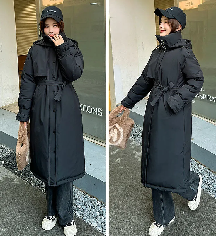Thickened Windproof Hooded Puffer Coat for Women