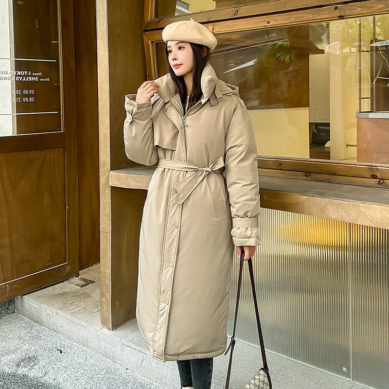 Thickened Windproof Hooded Puffer Coat for Women