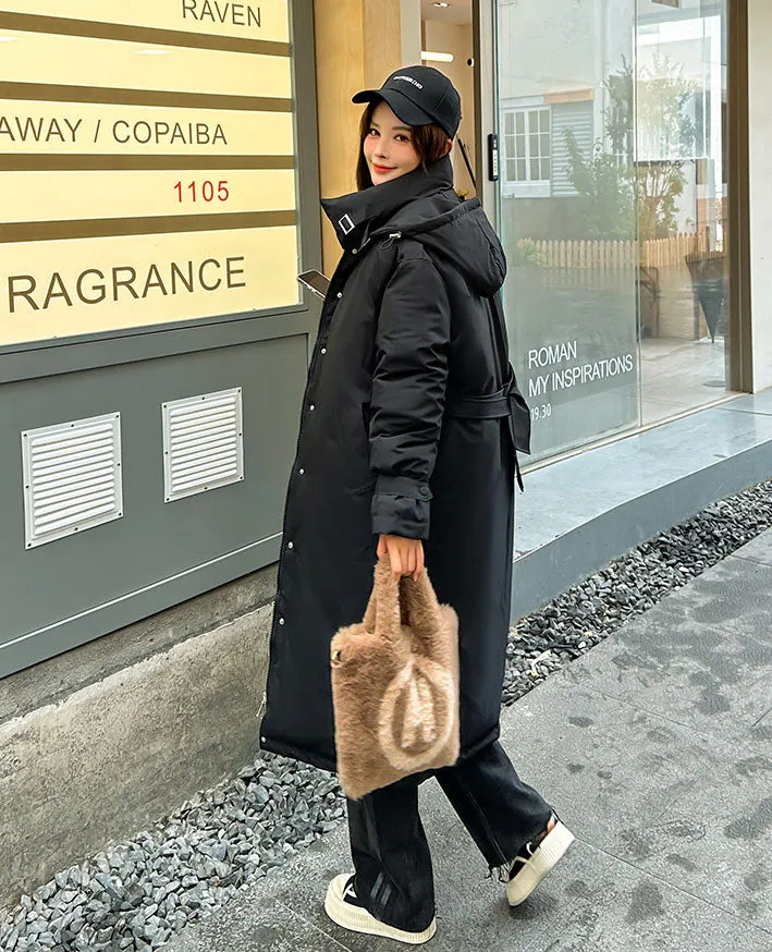 Thickened Windproof Hooded Puffer Coat for Women