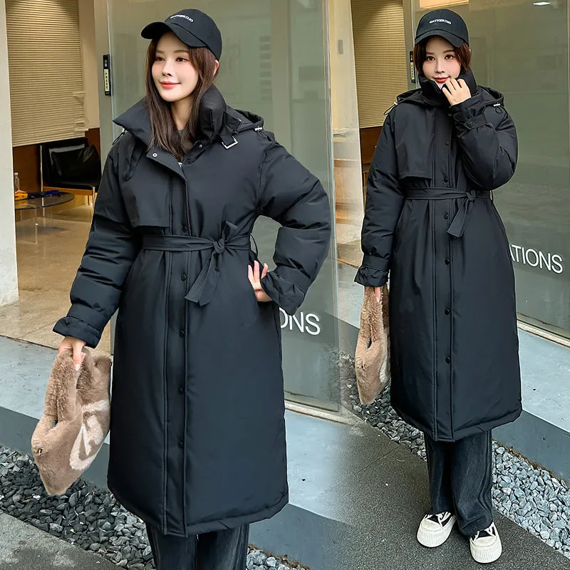 Thickened Windproof Hooded Puffer Coat for Women