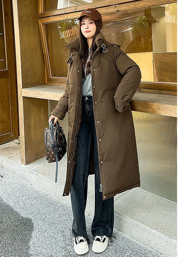 Thickened Windproof Hooded Puffer Coat for Women