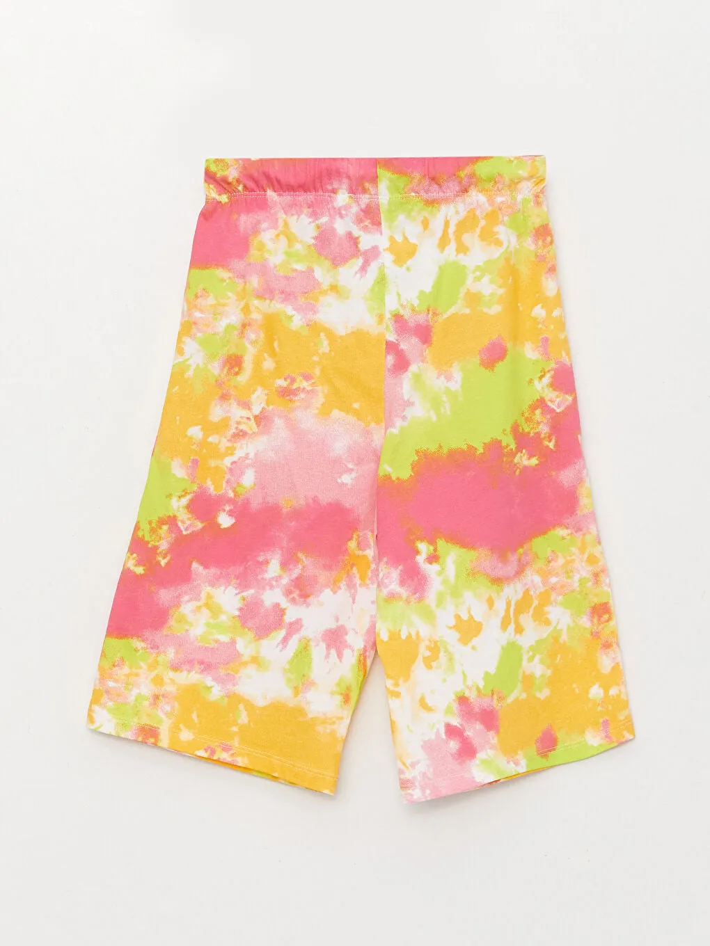 Tie-Dye Patterned Girl With Elastic Waist Bermuda