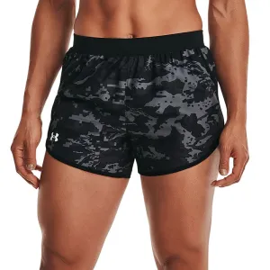 Under Armour womens Fly By 2.0 Printed Running Shorts , Black (004)/Reflective , Small