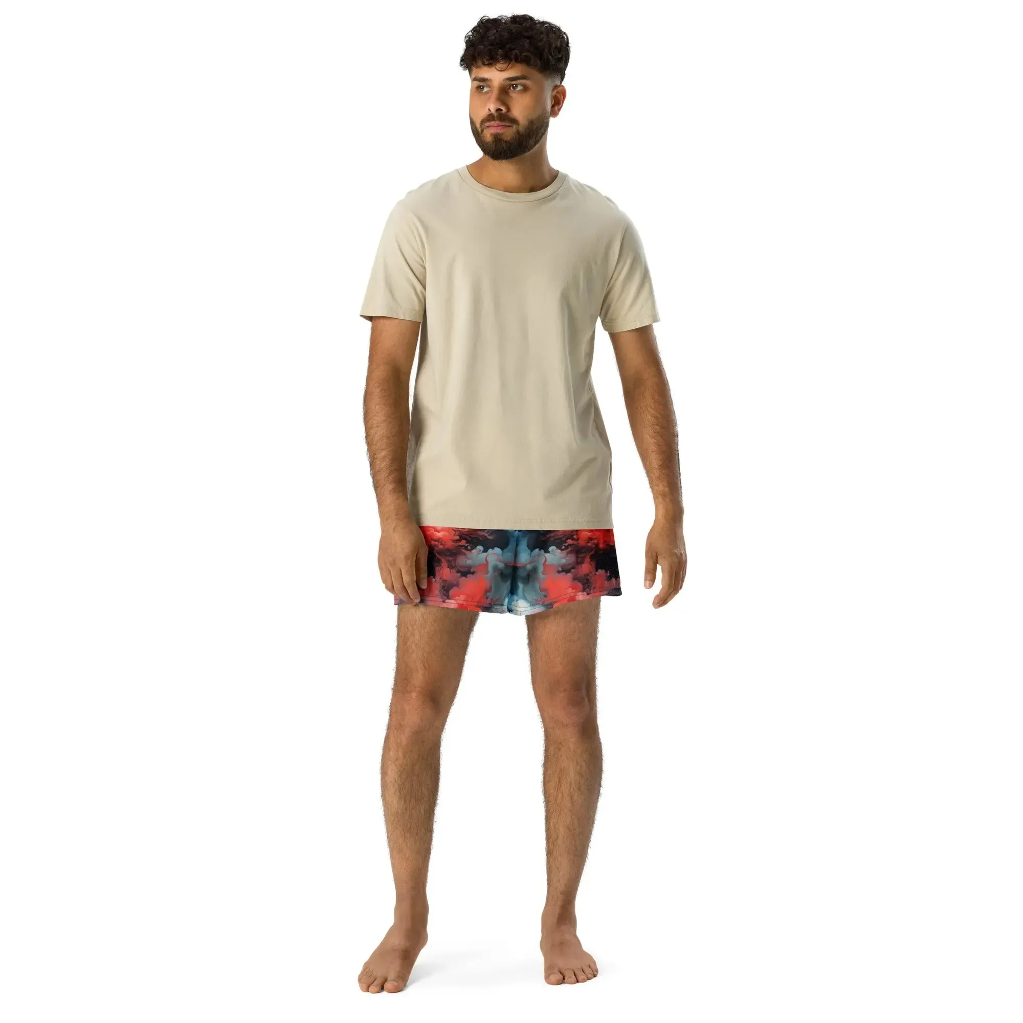 Unisex Athletic Shorts - Ethereal Crimson Flow - Dark