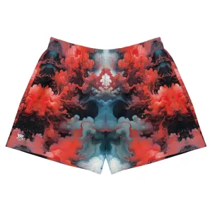 Unisex Athletic Shorts - Ethereal Crimson Flow - Dark