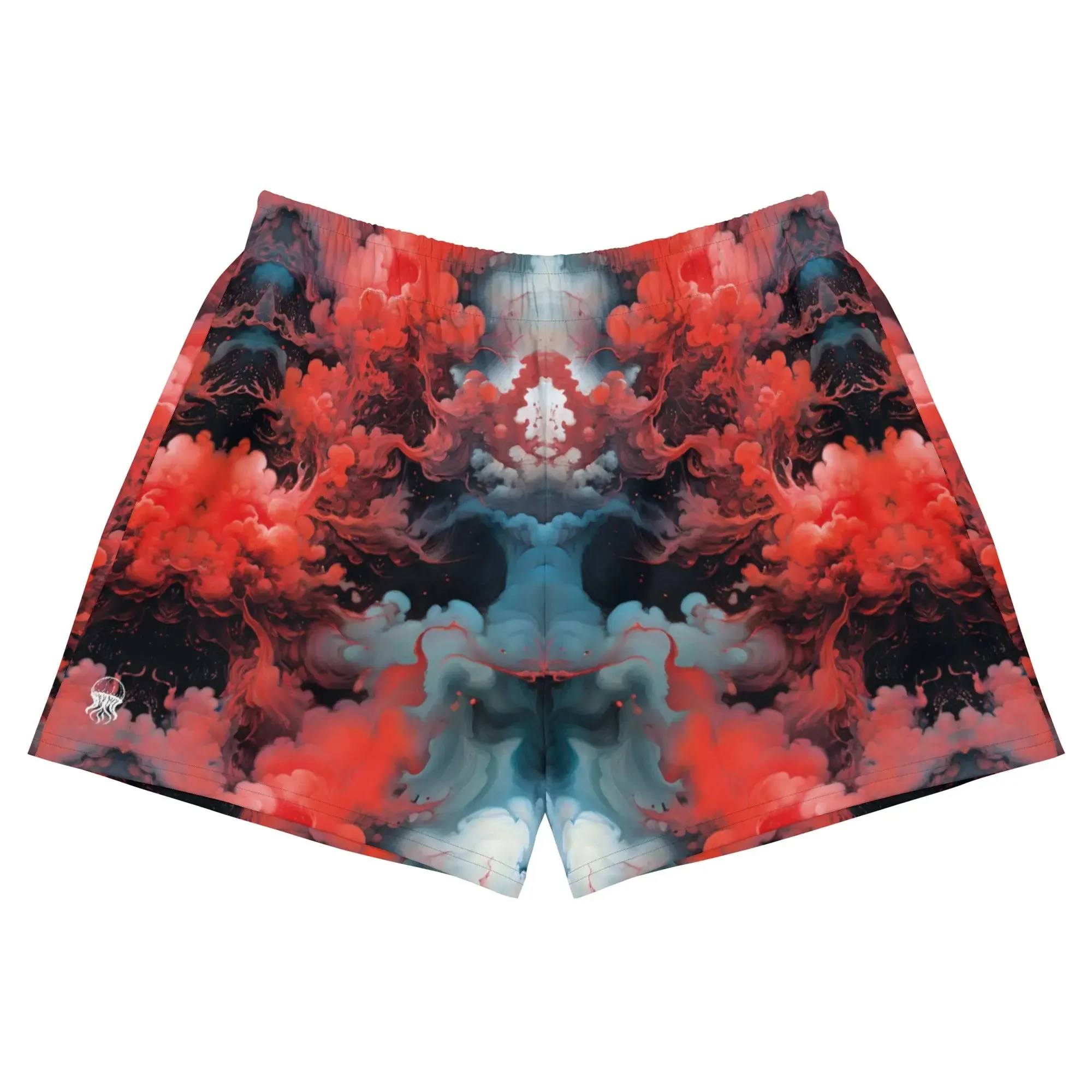 Unisex Athletic Shorts - Ethereal Crimson Flow - Dark