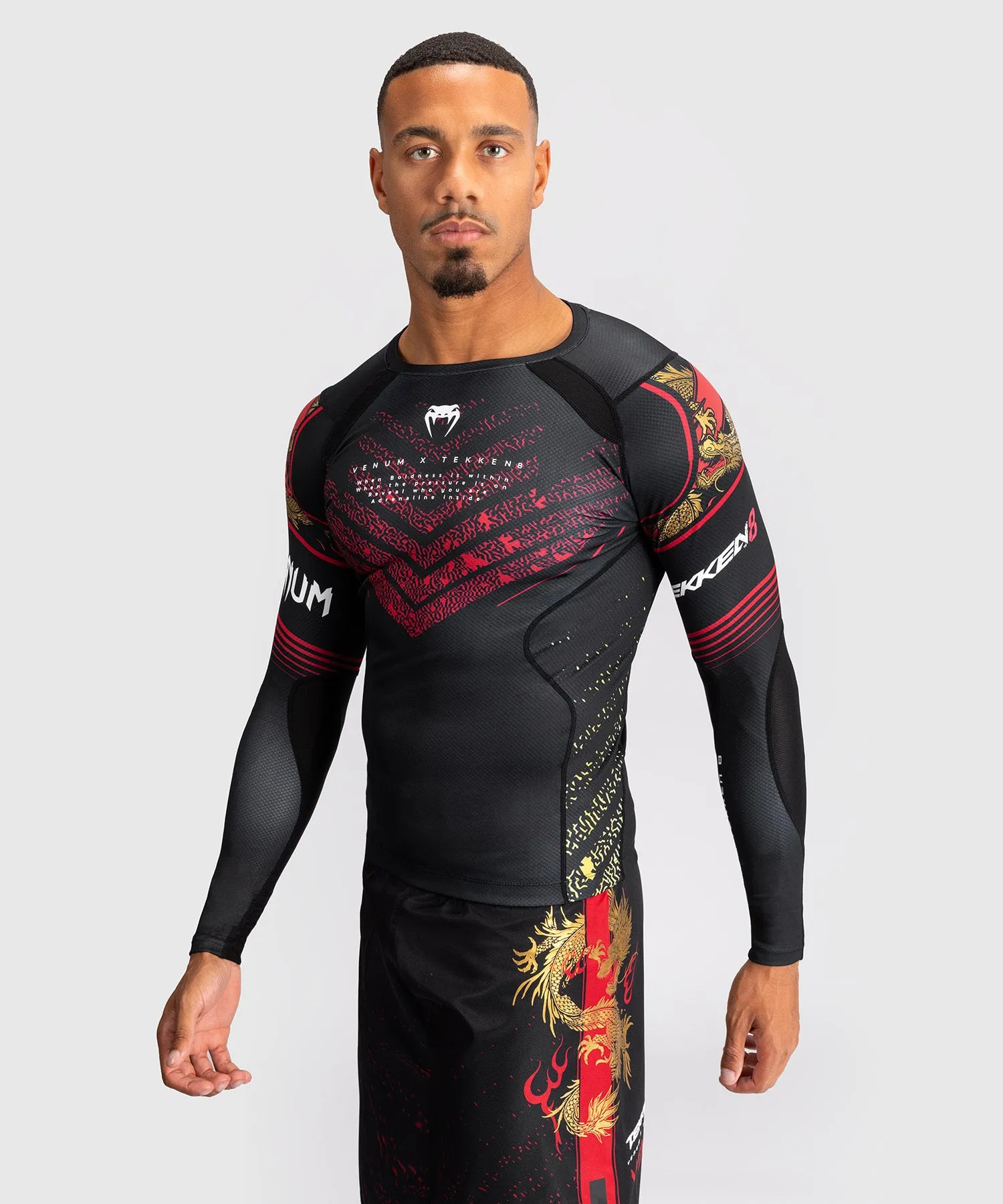 Venum x TEKKEN 8 - Marshall Law Rashguard - Zwart/Rood/Goud