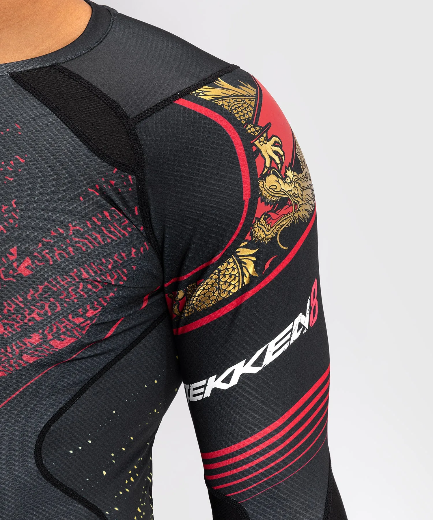 Venum x TEKKEN 8 - Marshall Law Rashguard - Zwart/Rood/Goud