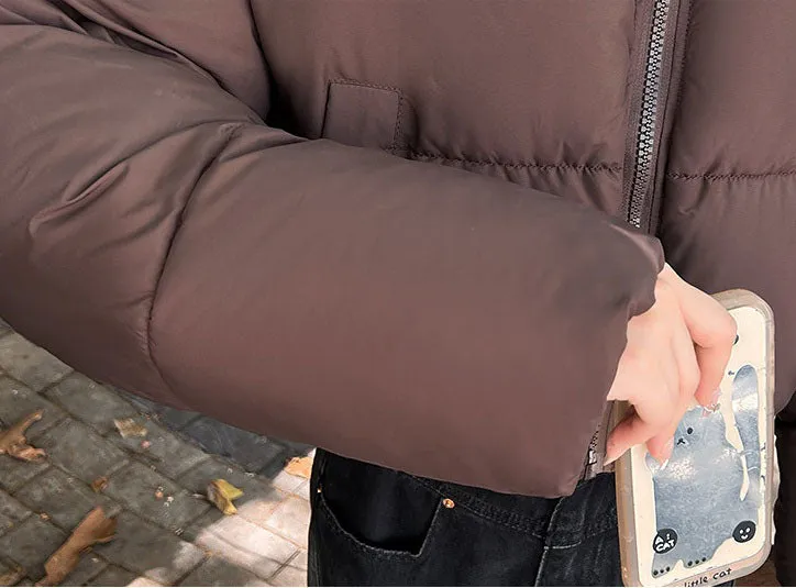Water-resistant and Windproof Solid Color Quilted Puffer Jacket for Women