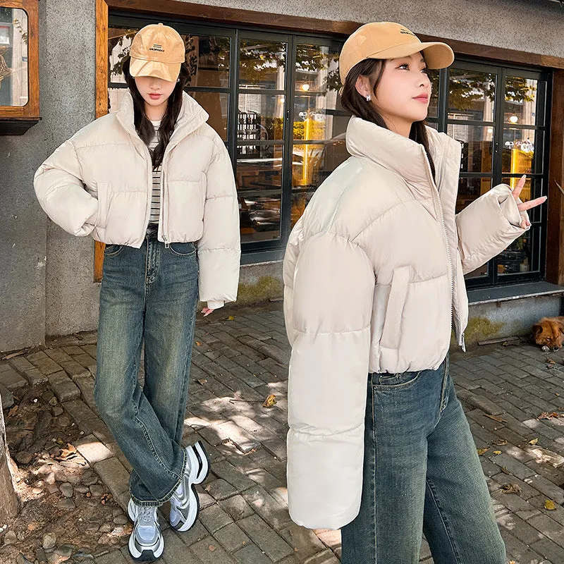 Water-resistant and Windproof Solid Color Quilted Puffer Jacket for Women