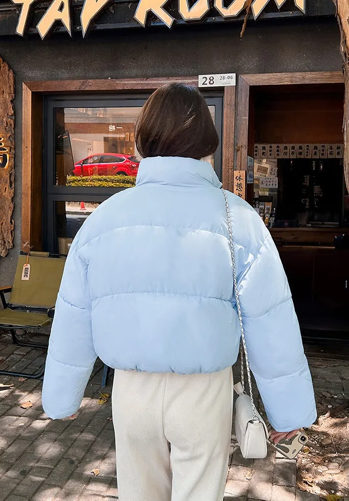 Water-resistant and Windproof Solid Color Quilted Puffer Jacket for Women