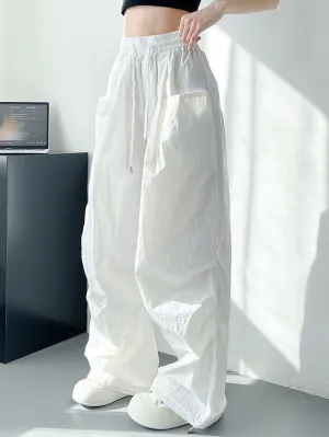 White Cargo Parachute Pants