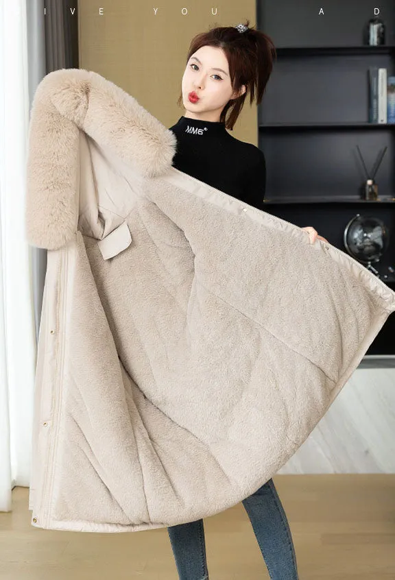Windproof and Water-Resistant Thickened Drawstring Waist Parka