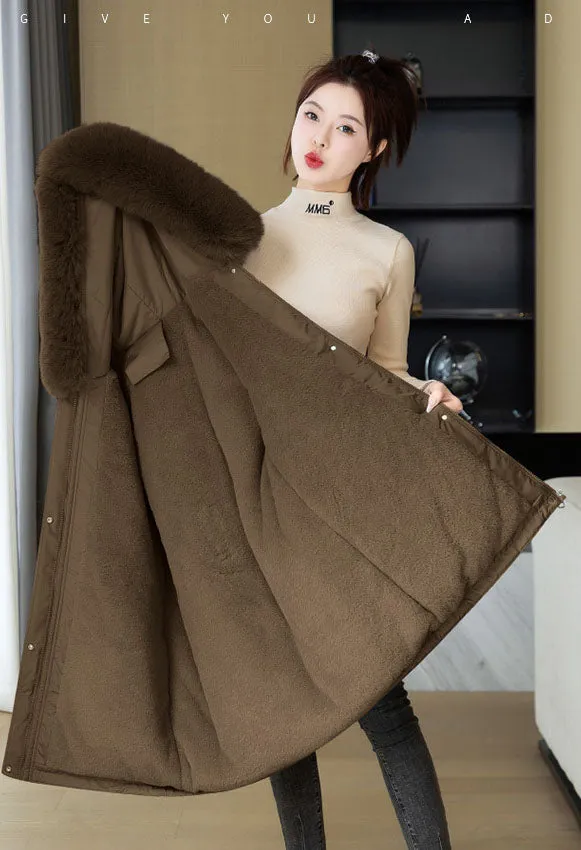 Windproof and Water-Resistant Thickened Drawstring Waist Parka