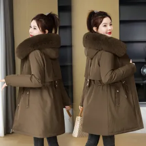 Windproof and Water-Resistant Thickened Drawstring Waist Parka