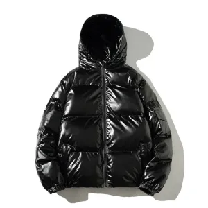 Winter Solid Color Parka Men Thick Hooded Jacket Warm Harajuku Coat Male Casual Zipper Jackets Windproof Outwear