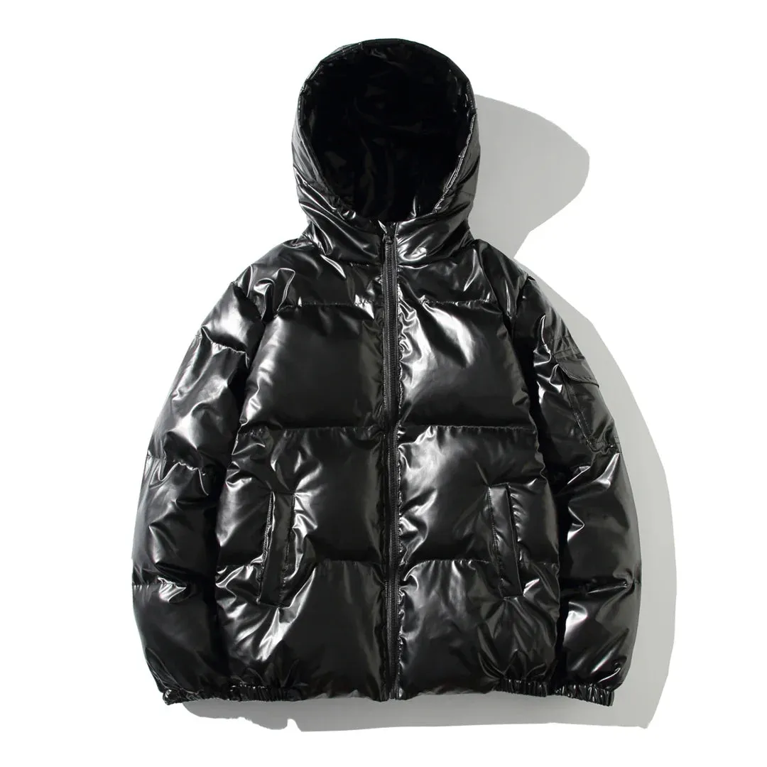 Winter Solid Color Parka Men Thick Hooded Jacket Warm Harajuku Coat Male Casual Zipper Jackets Windproof Outwear