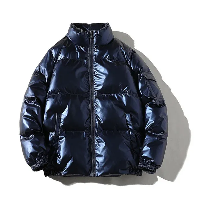 Winter Solid Color Parka Men Thick Hooded Jacket Warm Harajuku Coat Male Casual Zipper Jackets Windproof Outwear