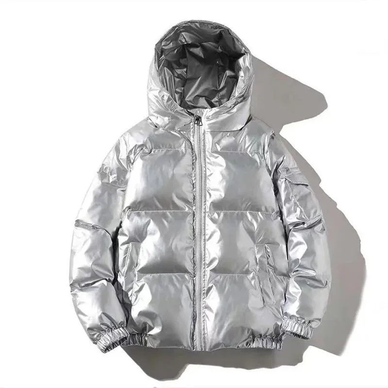 Winter Solid Color Parka Men Thick Hooded Jacket Warm Harajuku Coat Male Casual Zipper Jackets Windproof Outwear