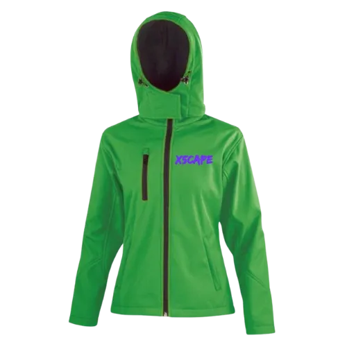 X5CAPE Womens Green Customisable Soft Shell Full Zip Jacket - XXL | Black Logo