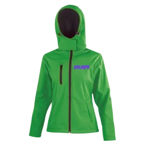 X5CAPE Womens Green Customisable Soft Shell Full Zip Jacket - XXL | Black Logo