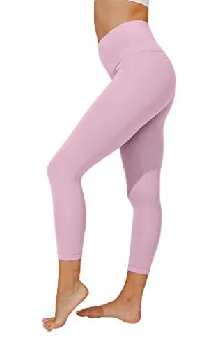 Yogalicious High Waist Ultra Soft Lightweight Capris - High Rise Yoga Pants - Purple Luster Nude Tech - XS
